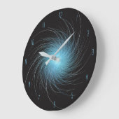 Blue Fractal Swirl Grote Klok (Hoek)