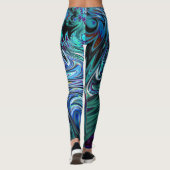 Blue Fractal Swirl Leggings (Achterkant)