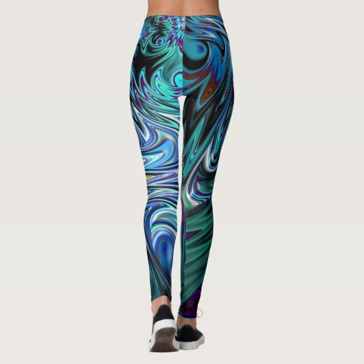 Blue Fractal Swirl Leggings (Achterkant)