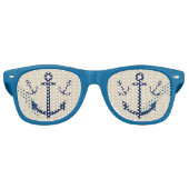 Blue Framed Anchor Retro Zonnebril (Voorkant)