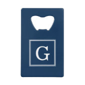 Blue Framed Monogram Creditkaart Flessenopener (Voorkant)