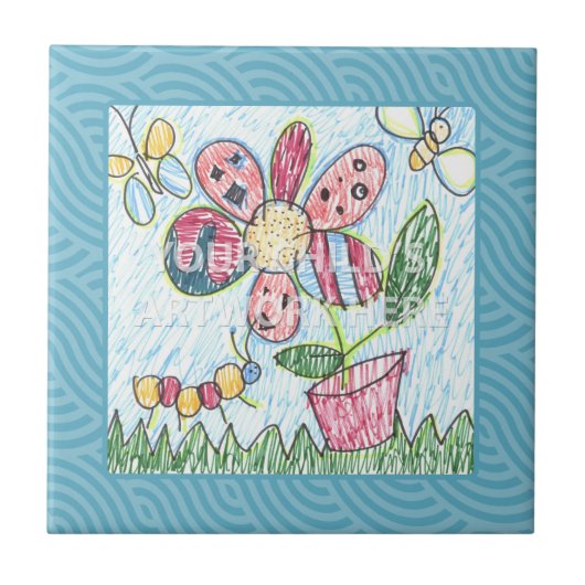Blue Framed Tile/Trivet $ 13,95 Tegeltje (Voorkant)