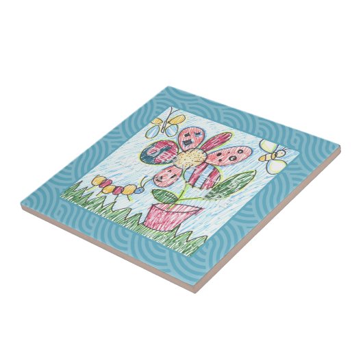 Blue Framed Tile/Trivet $ 13,95 Tegeltje (Zijkant)