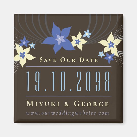 Blue Frangipani Beach Wedding Save the Date Magnet (Voorkant)
