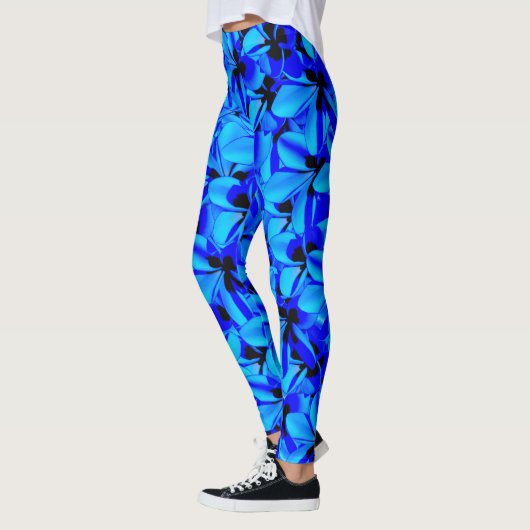 Blue Frangipani Flowers Leggings (Links)