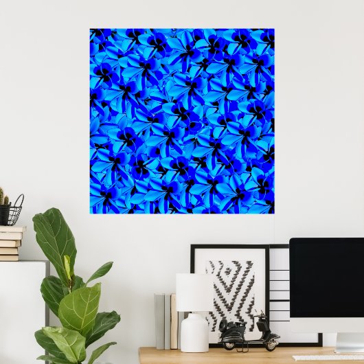 Blue Frangipani Flowers Poster (Thuiskantoor)