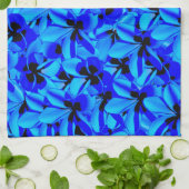Blue Frangipani Flowers Theedoek (Gevouwen)