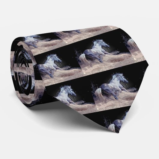 Blue Free Horse Spirit Motivatie Stropdas (Opgerold)