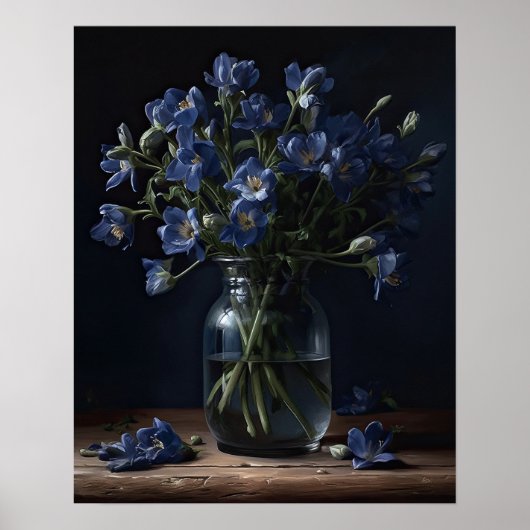 Blue Freesia Flowers Art Print Poster (Voorkant)