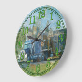 Blue Freight Transporter Wall Clock Grote Klok (Hoek)
