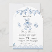Blue French Beer-Baby Boy Shower Uitnodiging (Voorkant)