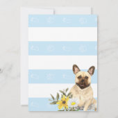 Blue French Bulldog Baby shower Kaart (Achterkant)