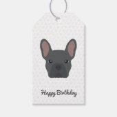 Blue French Bulldog Birthday Cadeaulabel (Voorkant)