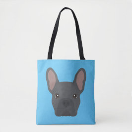 Blue French Bulldog Canvas tas