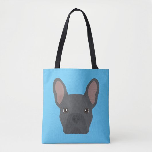 Blue French Bulldog Canvas tas (Voorkant)
