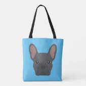 Blue French Bulldog Canvas tas (Achterkant)