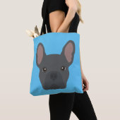 Blue French Bulldog Canvas tas (Dichtbij)
