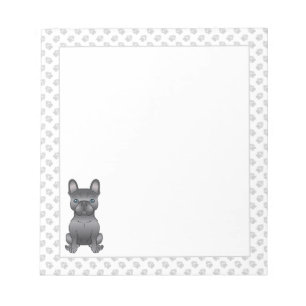 Blue French Bulldog / Frenchie Cartoon Dog & Paws Notitieblok