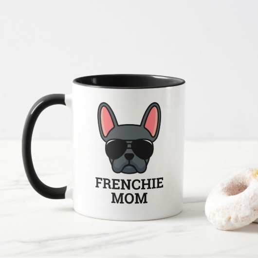 Blue French Bulldog Frenchie Dog mam Mok (Met donut)