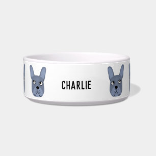 Blue French Bulldog Name Bowl Voerbakje