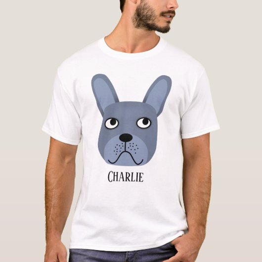 Blue French Bulldog Personalized T-Shirt (Voorkant)