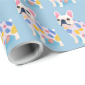 Blue French Bulldog Schattige Cadeaupapier (Rol Hoek)
