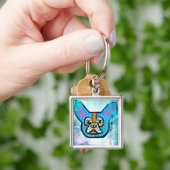 Blue French Bulldog Sleutelhanger (Hand)