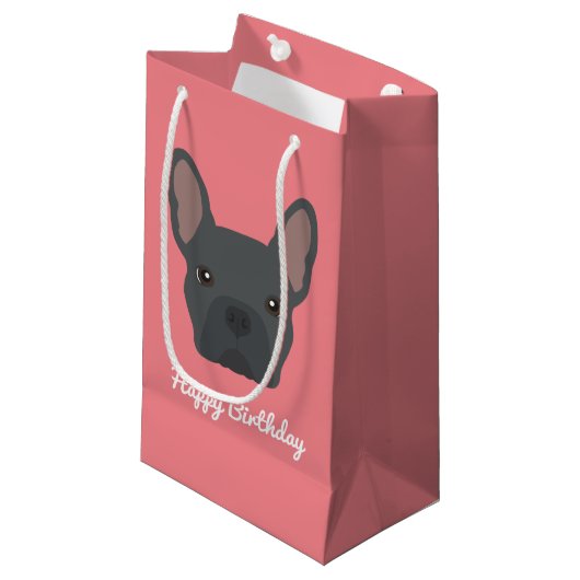 Blue French Bulldog Small Gift Bag Klein Cadeauzakje (Voorkant Gekanteld)