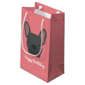 Blue French Bulldog Small Gift Bag Klein Cadeauzakje (Achterkant Gekanteld)