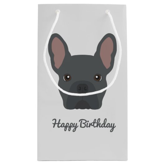 Blue French Bulldog Small Gift Bag Klein Cadeauzakje (Achterkant)