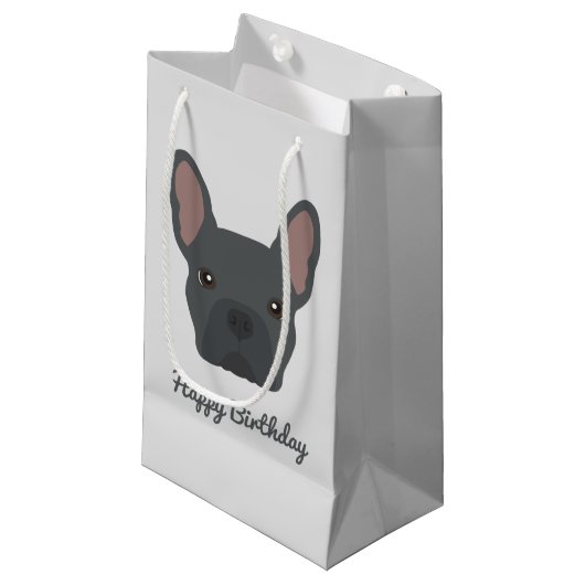 Blue French Bulldog Small Gift Bag Klein Cadeauzakje (Voorkant Gekanteld)