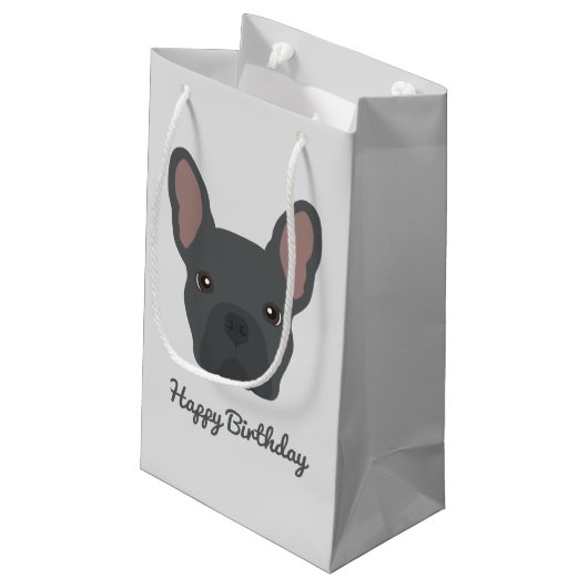 Blue French Bulldog Small Gift Bag Klein Cadeauzakje (Achterkant Gekanteld)