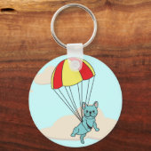 Blue French Bulldog Umbrella Fun Sleutelhanger (Voorkant)