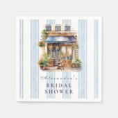 Blue French Cafe Vrijgezellenfeest Servet (Voorkant)