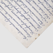 Blue French Calligraphy  Script Parchment Tissuepapier (Detail)