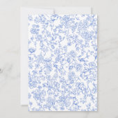 Blue French Chinoiserie Floral Bridal Shower Kaart (Achterkant)