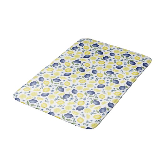 Blue French Country Lemon Pattern Badmat (Gekanteld)