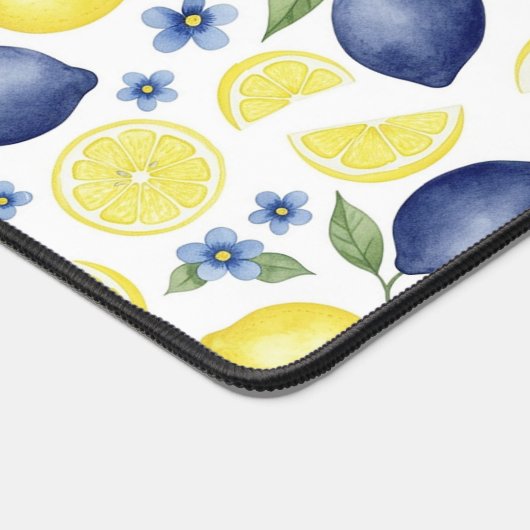 Blue French Country Lemon Pattern  Bureaumat (Hoek)
