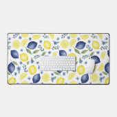 Blue French Country Lemon Pattern Bureaumat (Keyboard & Muis)