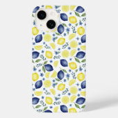 Blue French Country Lemon Pattern Case-Mate iPhone Case (Achterkant)