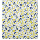 Blue French Country Lemon Pattern Douchegordijn (Voorkant)