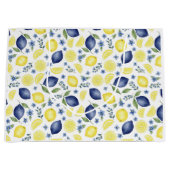 Blue French Country Lemon Pattern Groot Cadeauzakje (Voorkant)