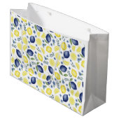 Blue French Country Lemon Pattern Groot Cadeauzakje (Voorkant Gekanteld)