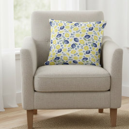 Blue French Country Lemon Pattern Kussen