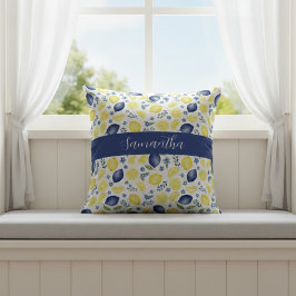 Blue French Country Lemon Pattern Name Kussen