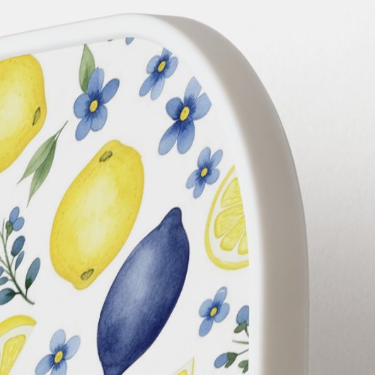 Blue French Country Lemon Pattern Name Pickleball Paddle (Links Detail)