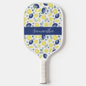 Blue French Country Lemon Pattern Name Pickleball Paddle (Voorkant)