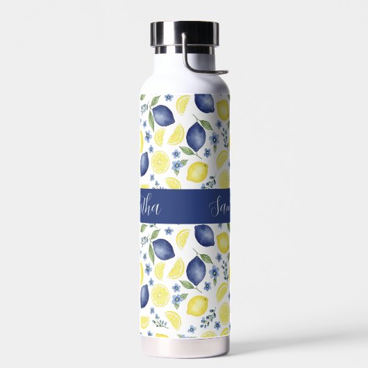 Blue French Country Lemon Pattern Name Waterfles (Links)