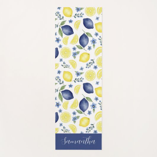 Blue French Country Lemon Pattern Name  Yogamat (Voorkant)
