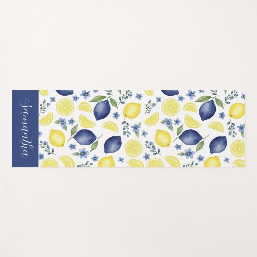 Blue French Country Lemon Pattern Name  Yogamat (Voorkant (horizontaal))